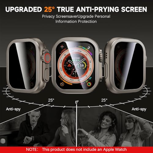 ZORBES® 2 Pack for Apple Watch Ultra 2 / Ultra 1 Screen Protector 49mm, 25 Degree Privacy 9H Tempered Glass Titanium Alloy Frame Touch Sensitive Waterproof HD Glass Film for iWatch Ultra 49mm ZORBES® 2 Pack for Apple Watch Ultra 2 / Ultra 1 Screen Protector 49mm, 25 Degree Privacy 9H Tempered Glass Titanium Alloy Frame Touch Sensitive Waterproof HD Glass Film for iWatch Ultra 49mm